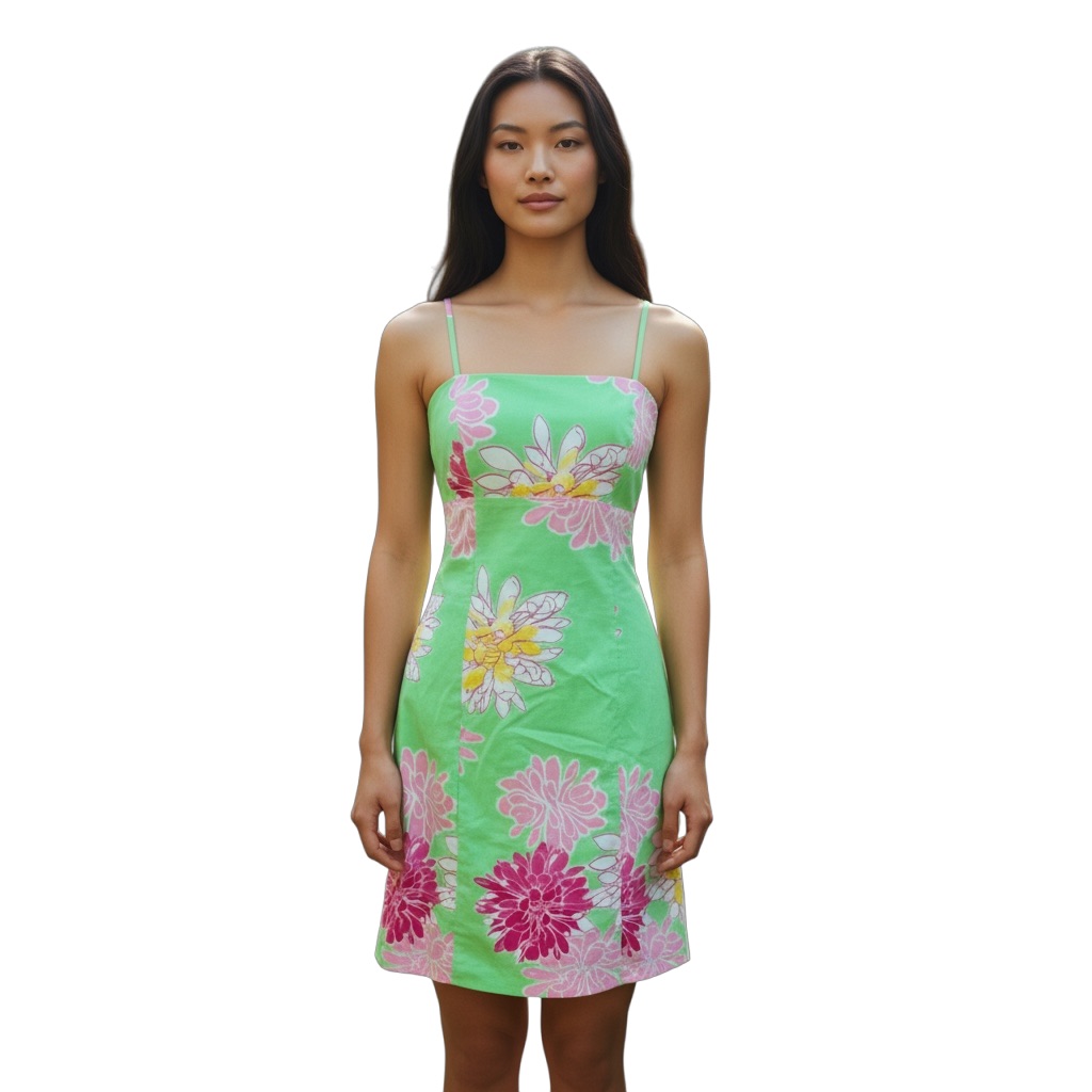 Y2k Preppy Nine West Lilly Pulitzer Vibes Womenâs Floral Midi Dress Size 2
